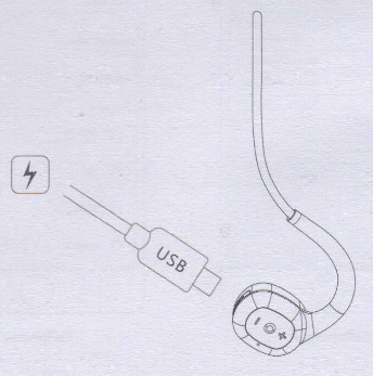 a diagram showing how to charge a bone conduction headset with USB charger