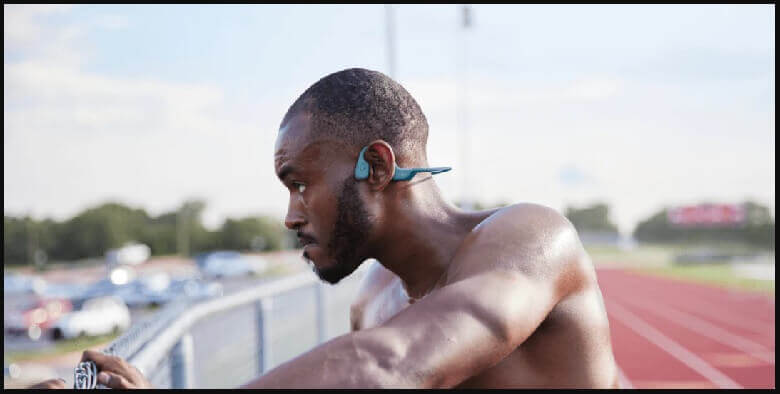 Jogger enjoying music with Bone Conduction Headphones with built-in MP3