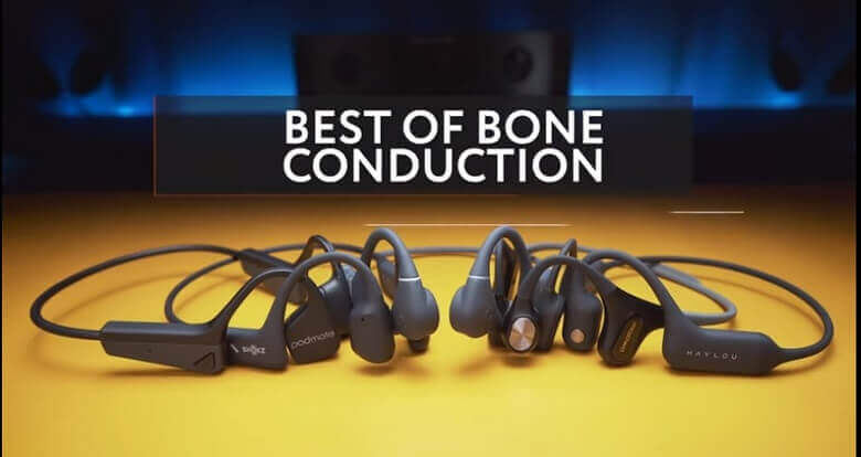 A collection featuring popular bone conduction headphone brands, highlighting the variety of options available for consumers.